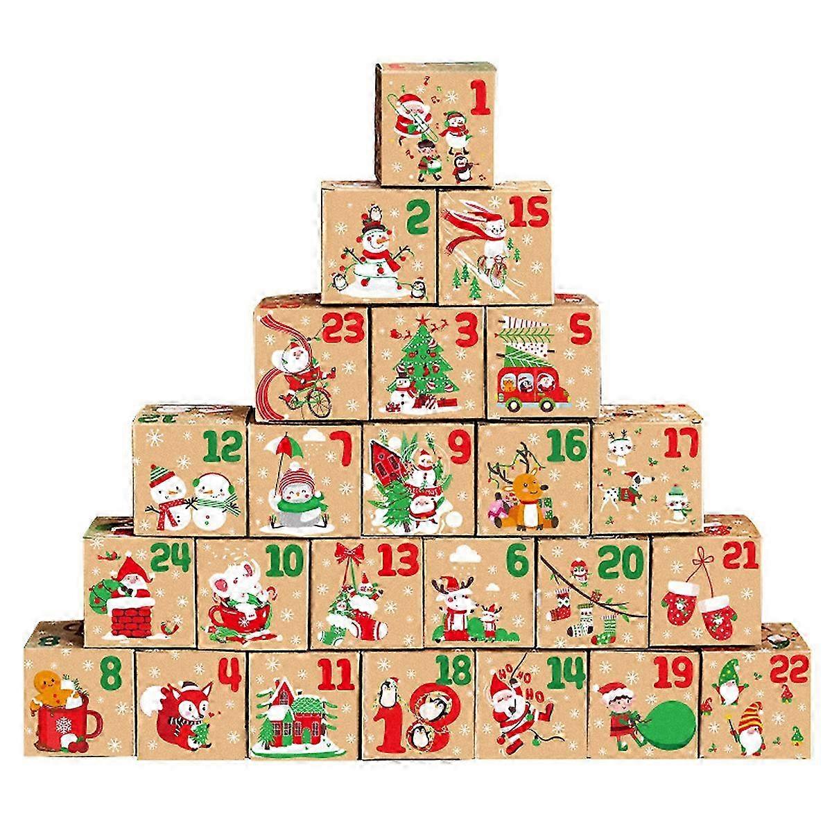 24pcs, Χριστούγεννα Advent Ημερολόγιο Κουτιά αντίστροφη μέτρηση για τα Χριστούγεννα άδεια κουτιά δώρων για να γεμίσει για Χριστούγεννα Κόμμα Favor διακοσμήσεις διακοπών