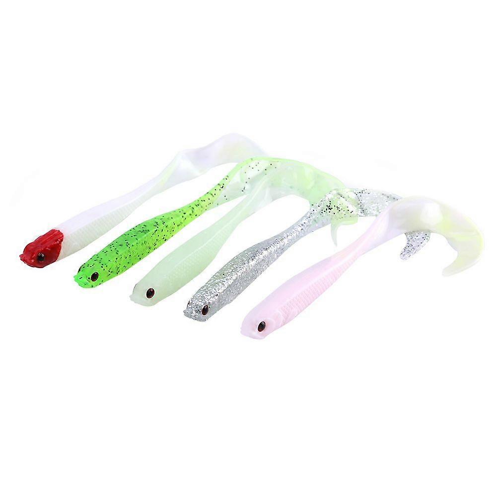 5pcs 13cm Mixed Color PVC Soft Fishing Bait Fish Bass Snakehead Lure(Mixed color)