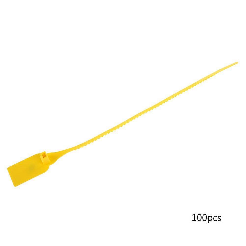 100Pcs Plastic Disposable Zip Ties Self locking Tie Suitcase Shoes Bag Label Tag (Yellow)
