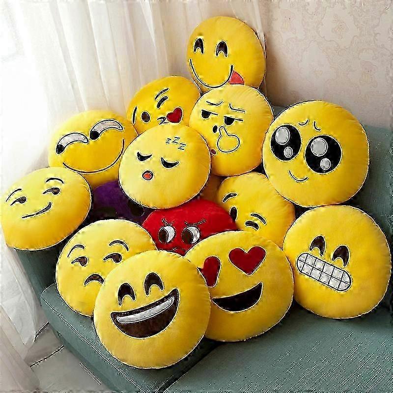 כרית קטיפה עגולה רכה 32 ס"מ Kawaii עיצוב אימוג'י מתנה יצירתית לילדים בנות