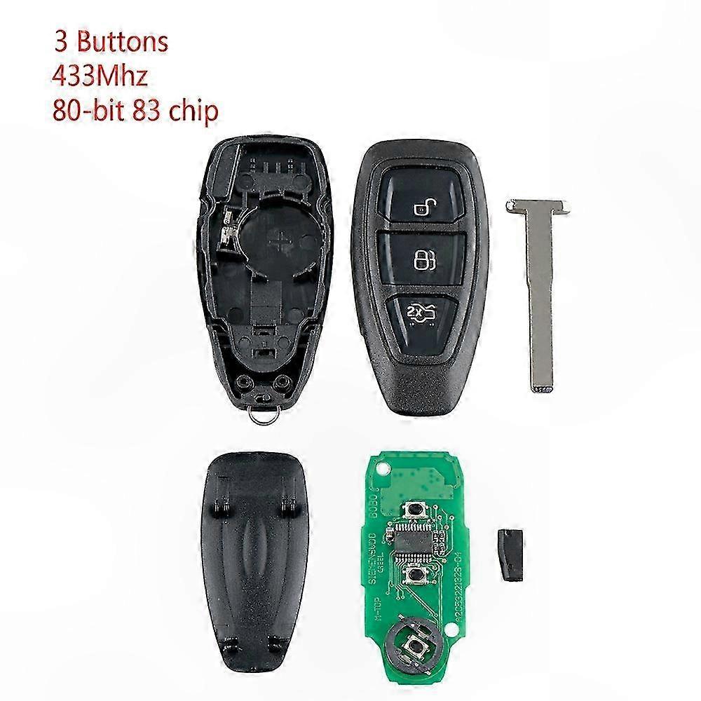 3-Button Car Key Fob 433MHz Compatible with Focus C-Max Mondeo Kuga Fiesta B-Max Vehicles