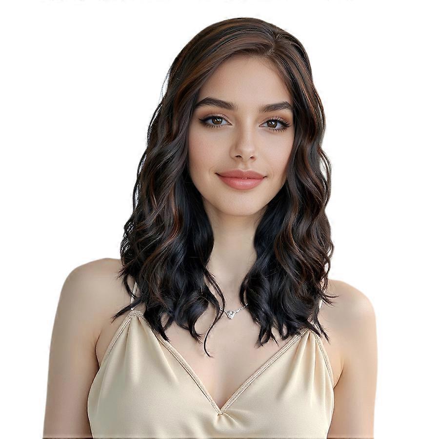Shoulder Length Brown Ombre Curly Lace Front Wig for Women – Heat-Resistant Synthetic with Natural Look