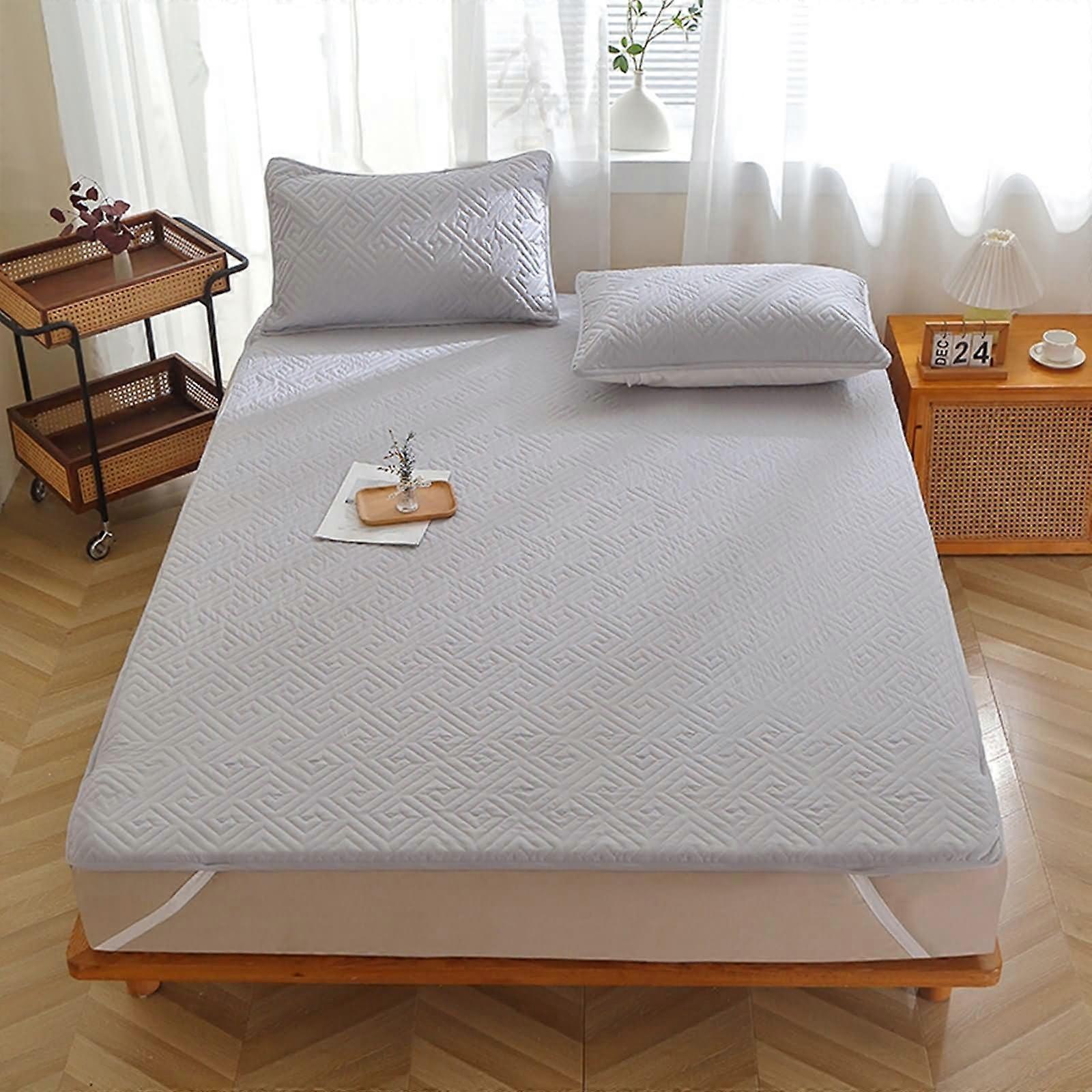 Single Mattress Cover 90x200 cm Light Gray Cotton Solid Color Bed Sheet  Super Soft