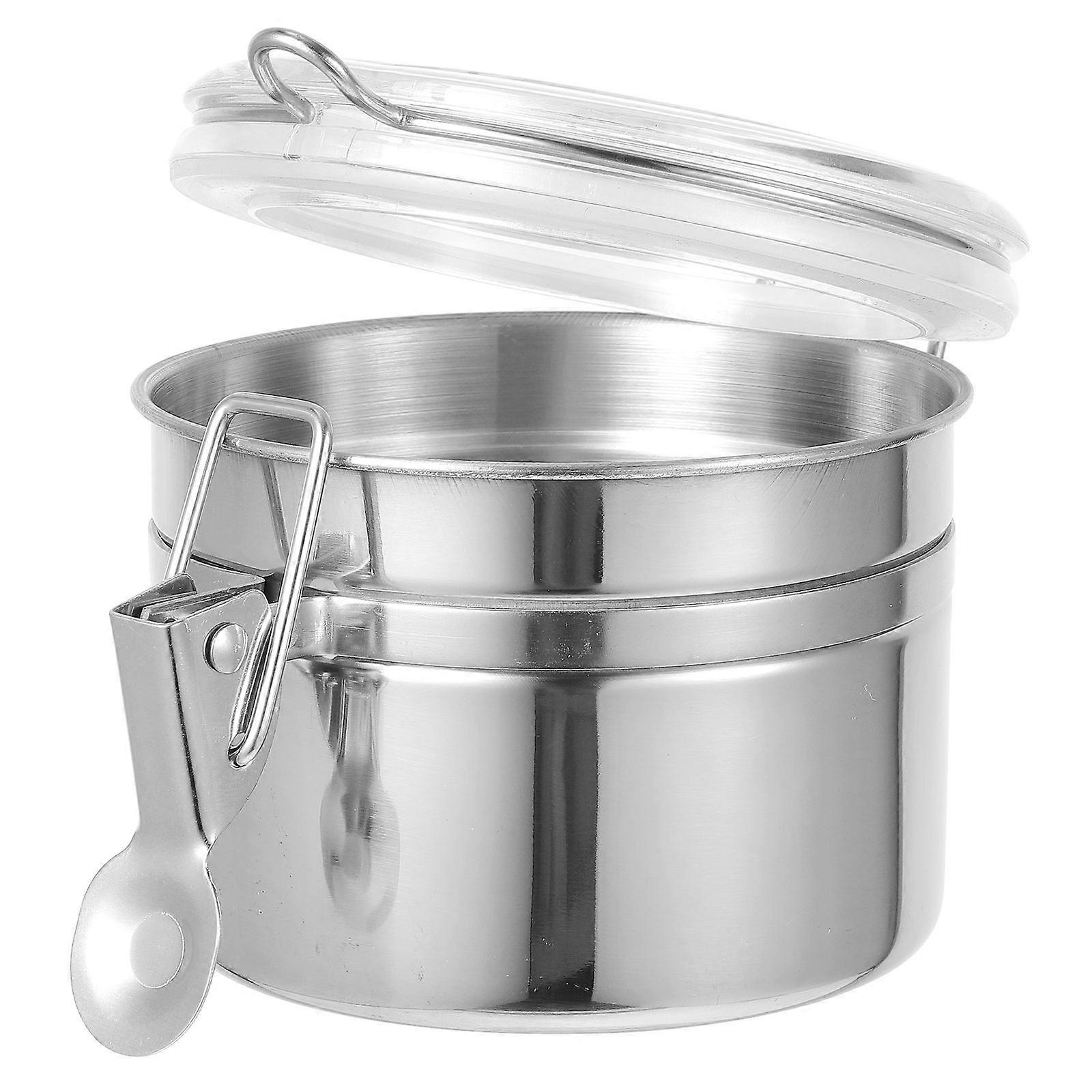 Airtight Storage Canister Set 2Pcs Practical Design For Families Kitchen Use Silver Color for Coffee And Other Items