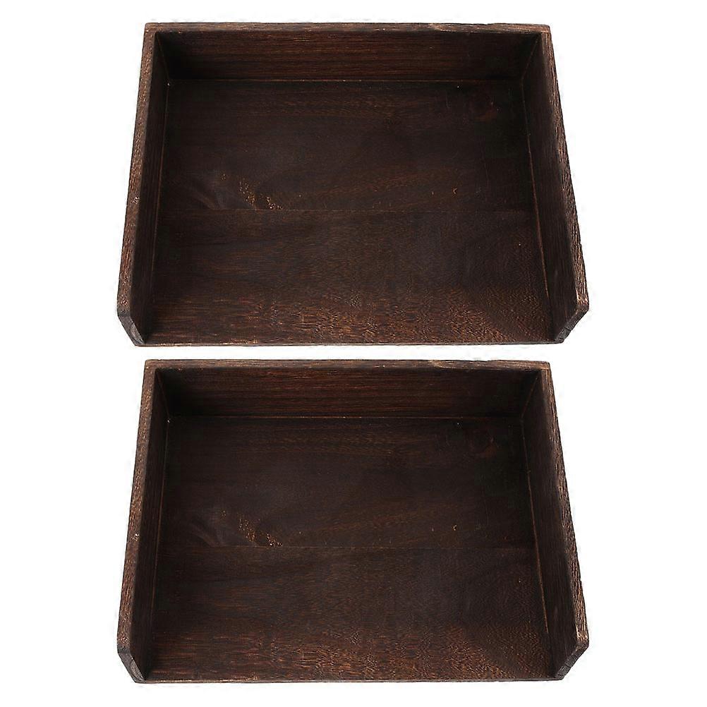 Convenient Desk Organizer Household File Tray Decluttering For Office Home Study Room Dark Brown Color 2 Layer Design 2Pcs