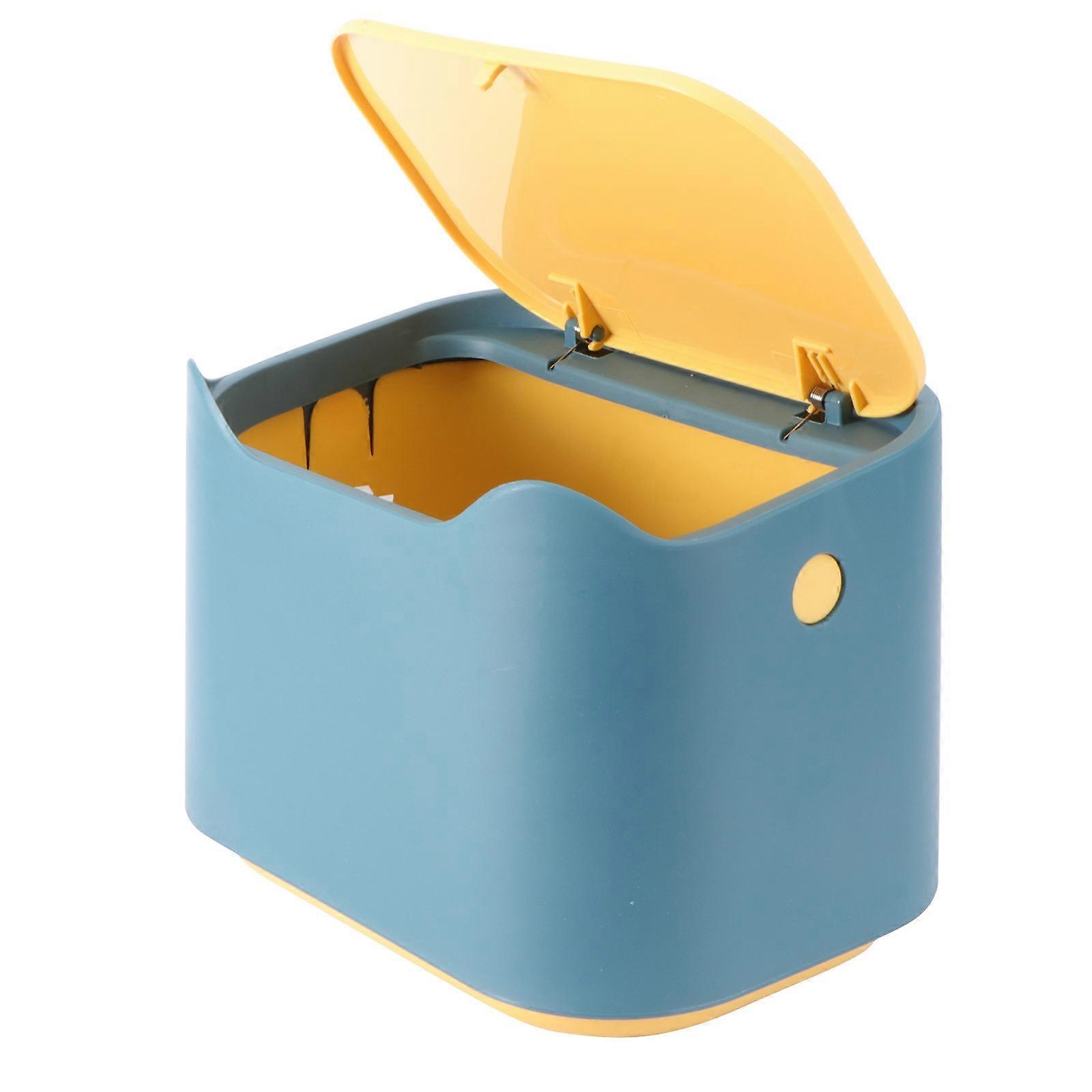 Desktop Mini Trash Can Pop-Up Cover Office Workers Compact Design Multi 1Pack