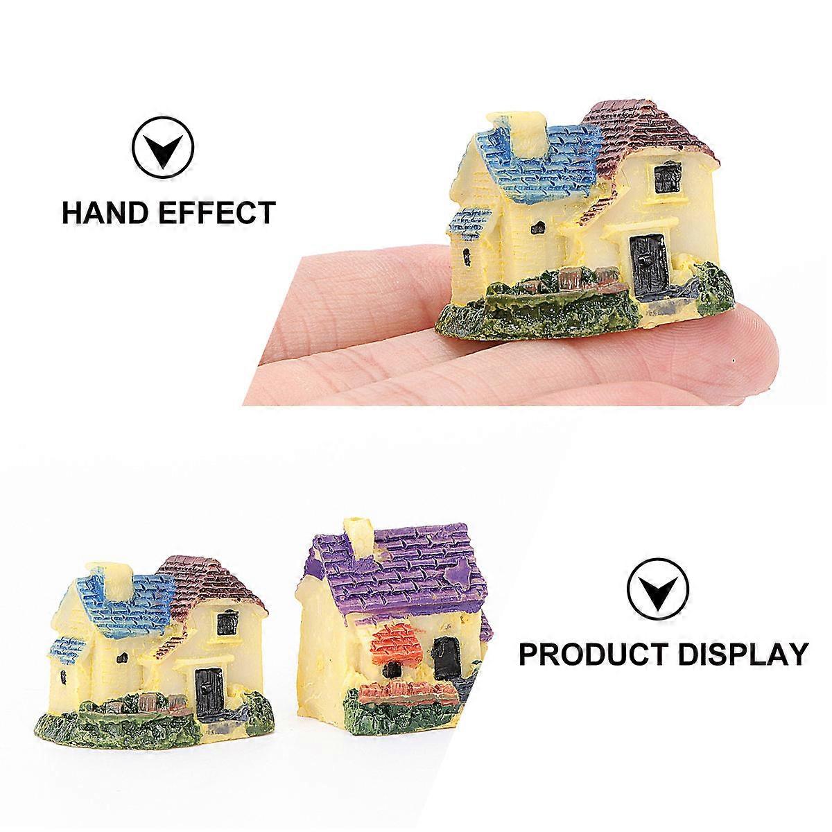 Mossy Mini House Decor 4PCS European Style Villa Crafts Assorted Color DIY Enthusiasts Indoor Display
