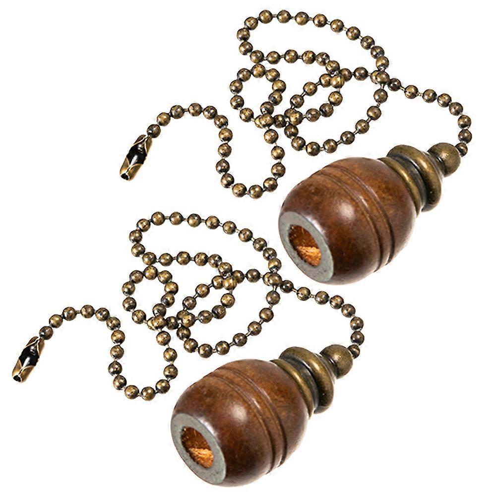 Ceiling Fan Chain Wooden Pull Retro Light Hanging Decor for 4Pcs