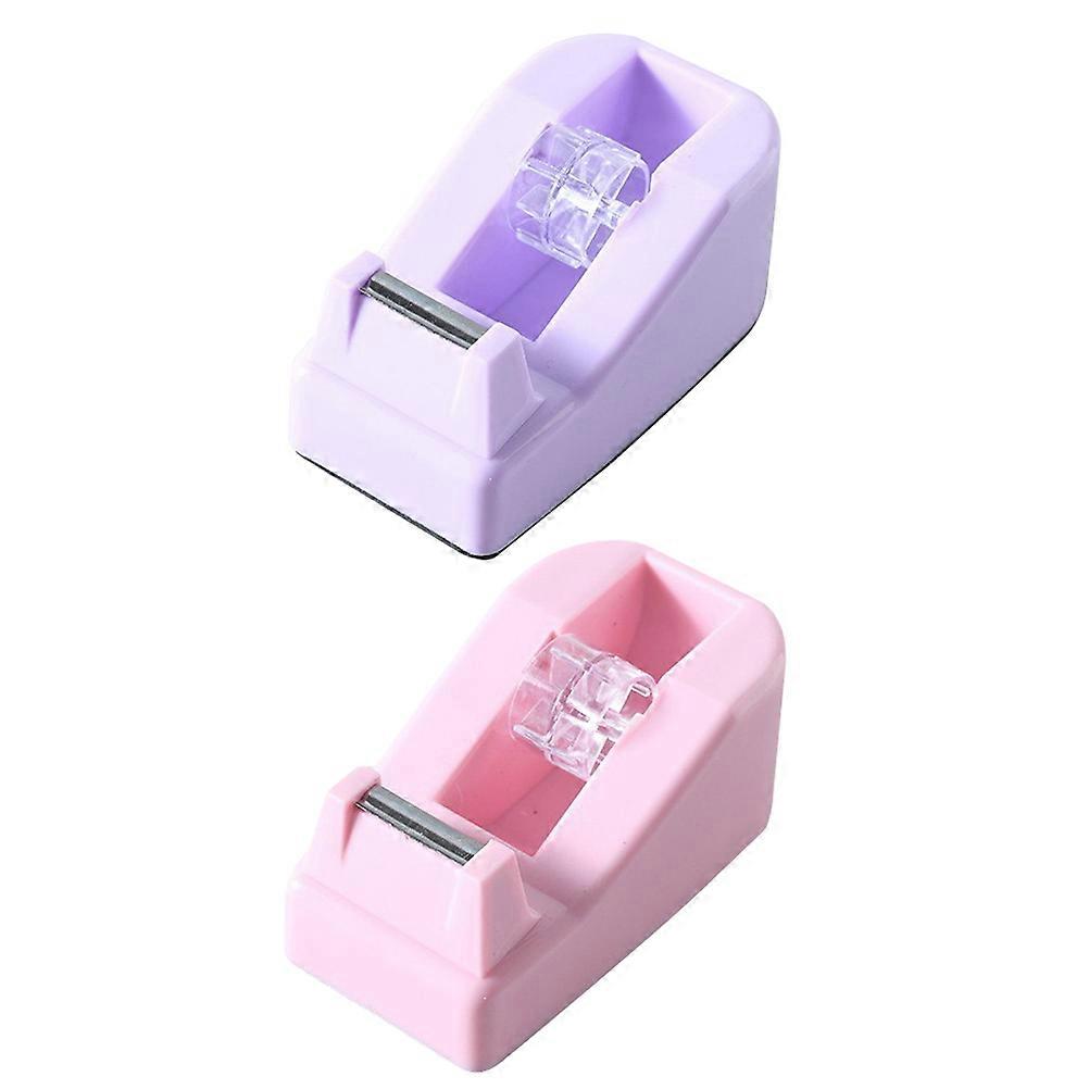 Portable Tape Dispenser For Office Use 2Pcs Assorted Color Macaron Design Tape Cutting Small Sticker Holders