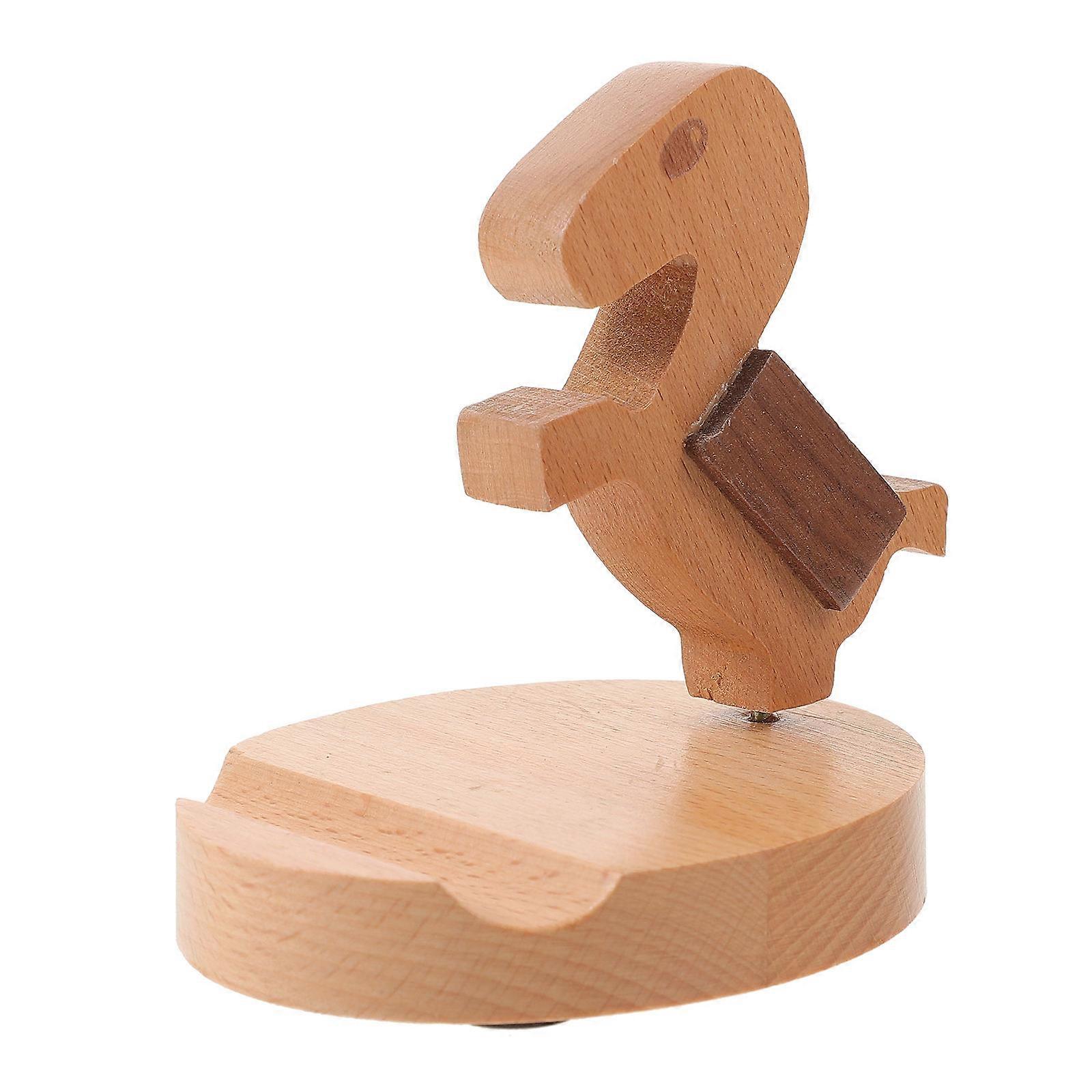Wood Phone Stand With Horse Shape Design For Desktop Use In Beige Color With Hands-Free Support 3Pcs