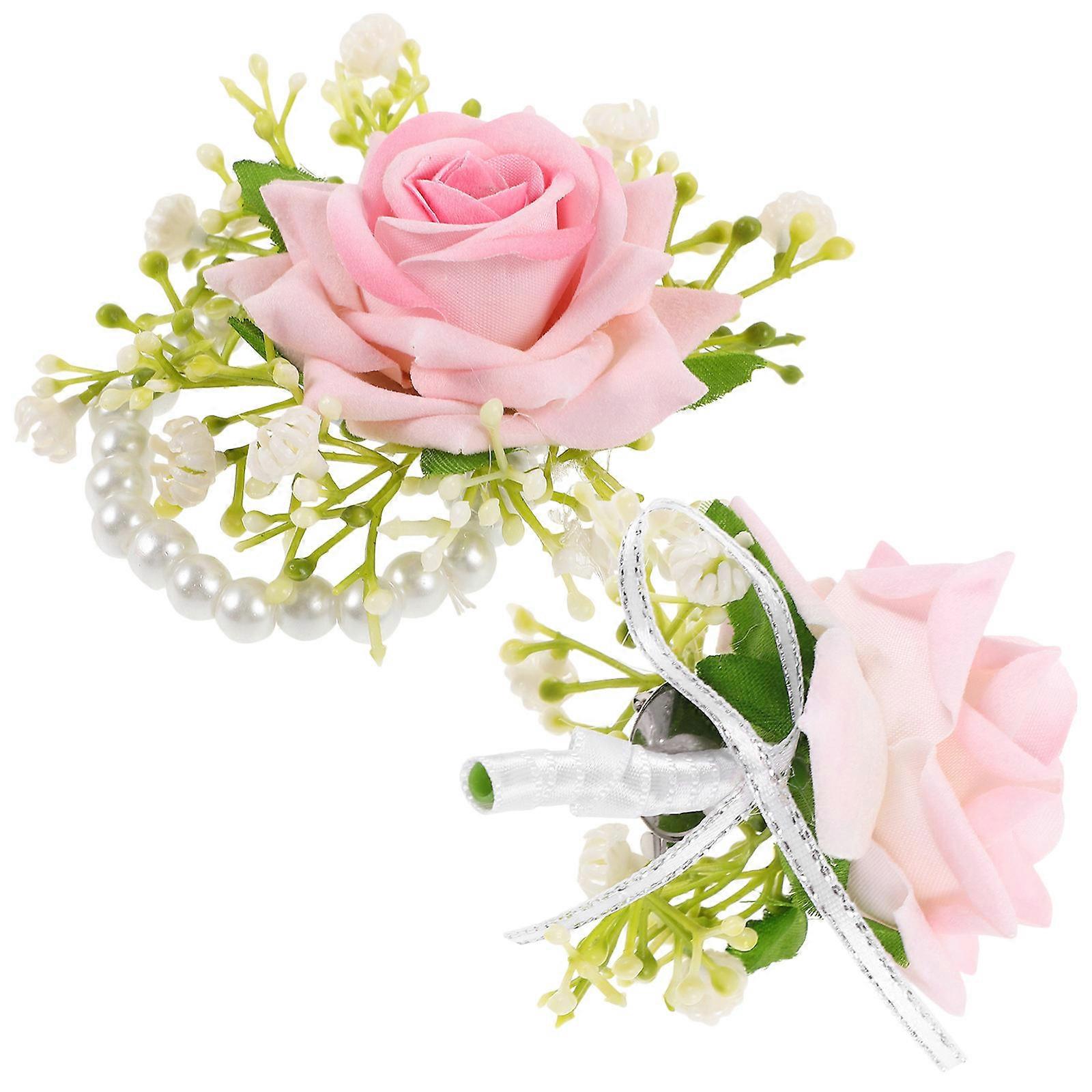 Hand Wrist Flower Corsage Set for Wedding 5Sets Assorted Colors