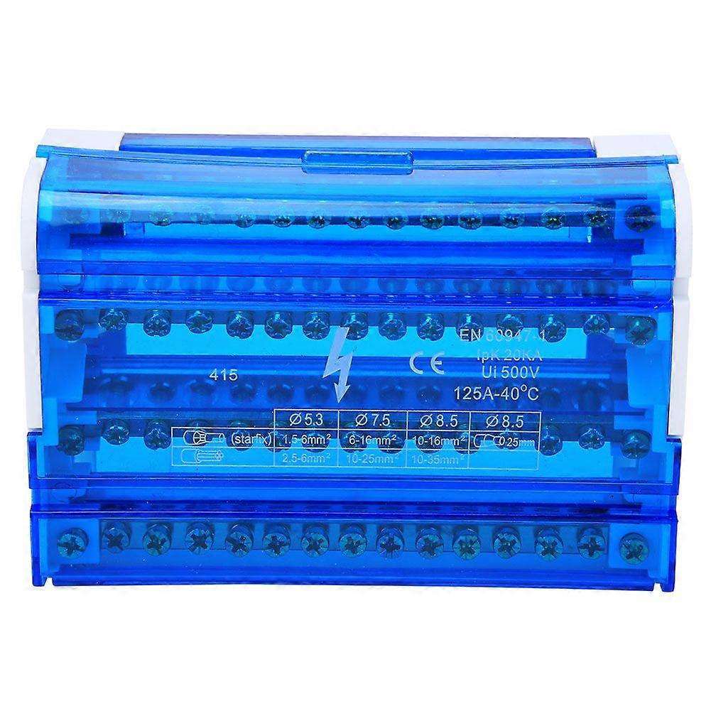 TerminalBlock verdeelkast DIN-rail 4-traps eenfasig met transparante stofkap