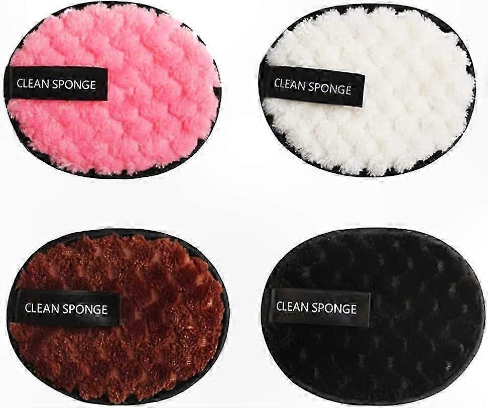 Microfiber Makeup Remover Pads Reusable Cleansing Puffs for All Skin Types (4-Pack)