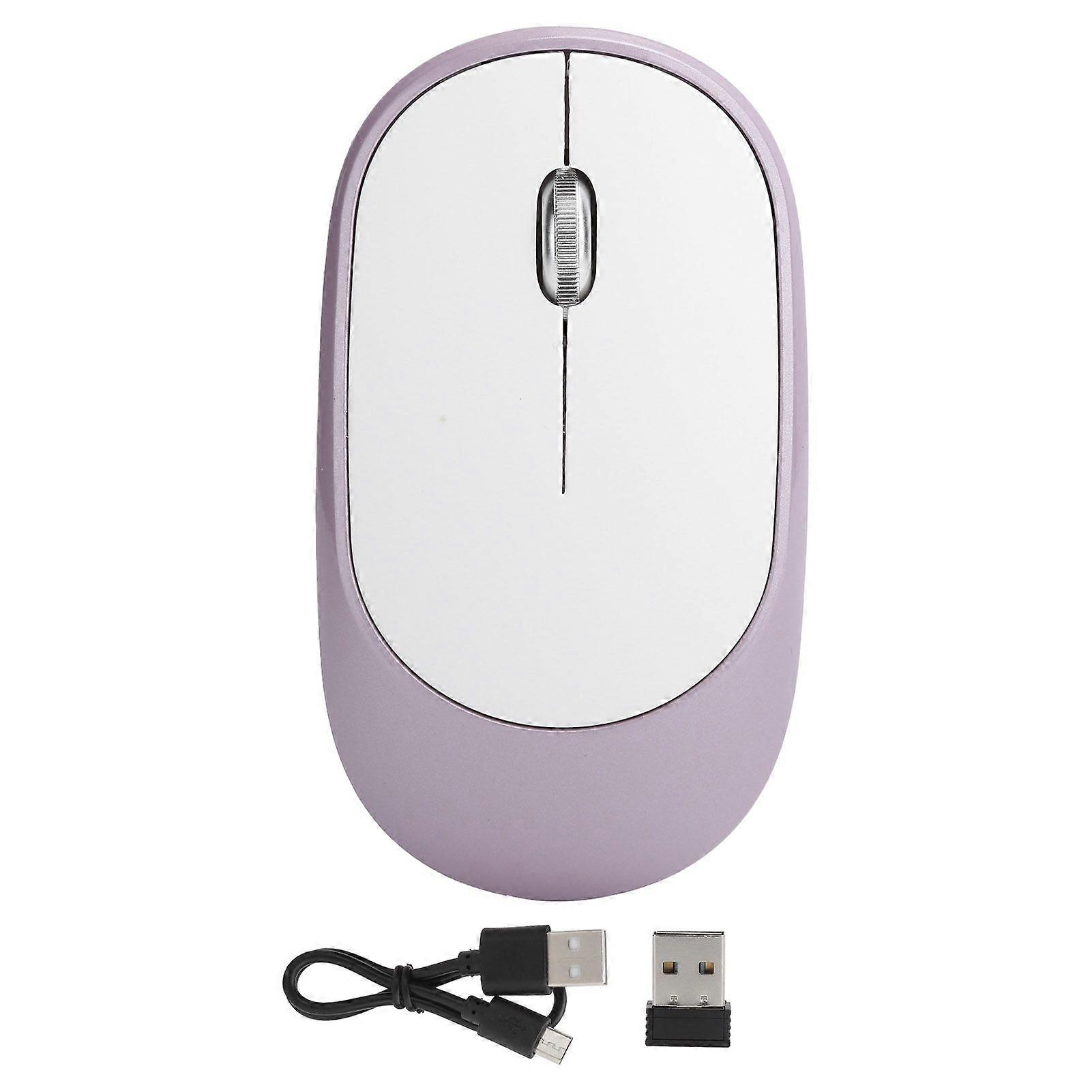 Wireless Mouse DPI Adjustable Chargable Optical Computer External Device with USB ReceiverPurple