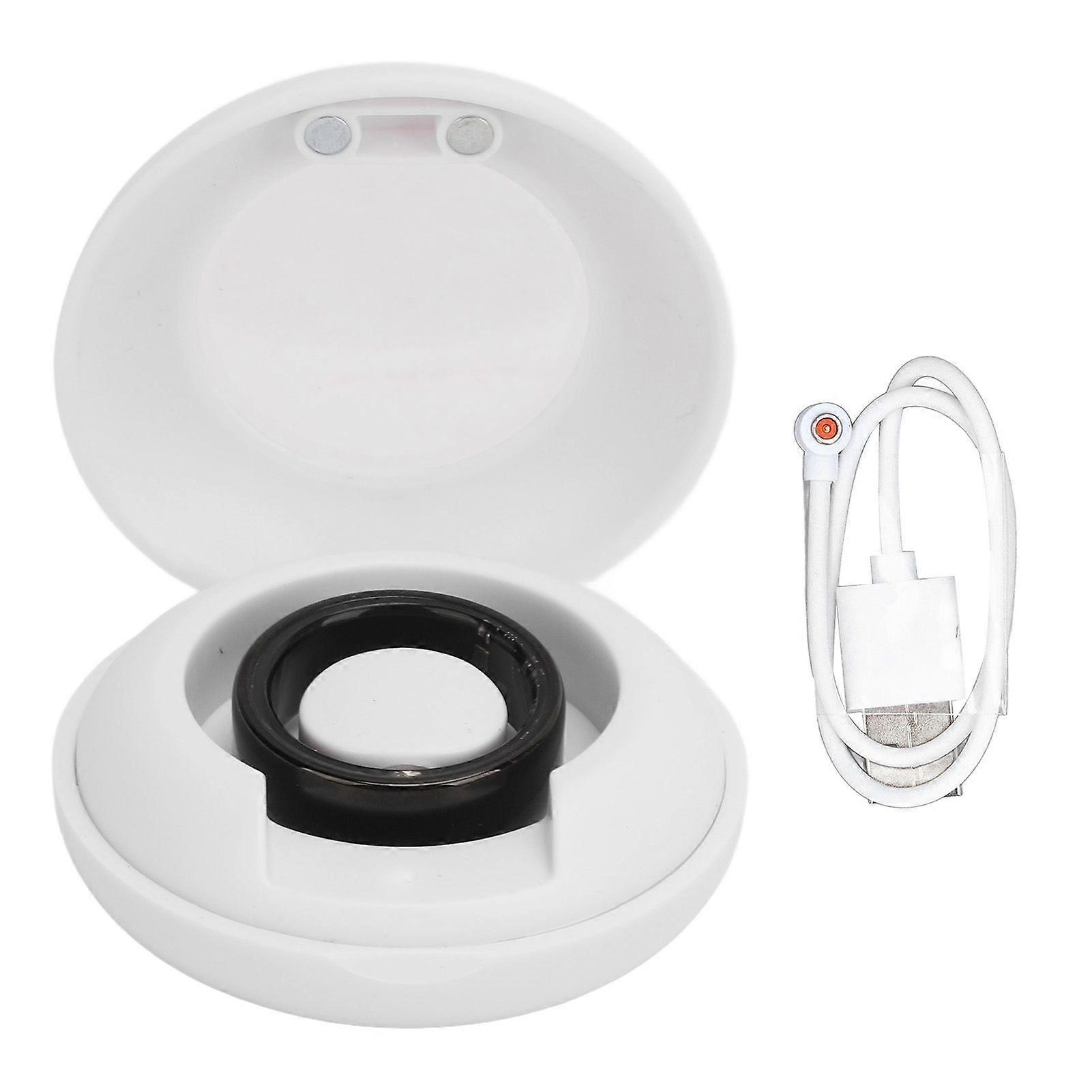 Smart Ring Health Tracker Bluetooth Step Counting Sleep Quality Monitoring IP68 Waterproof Health Ring With Charging Case Black Size 12