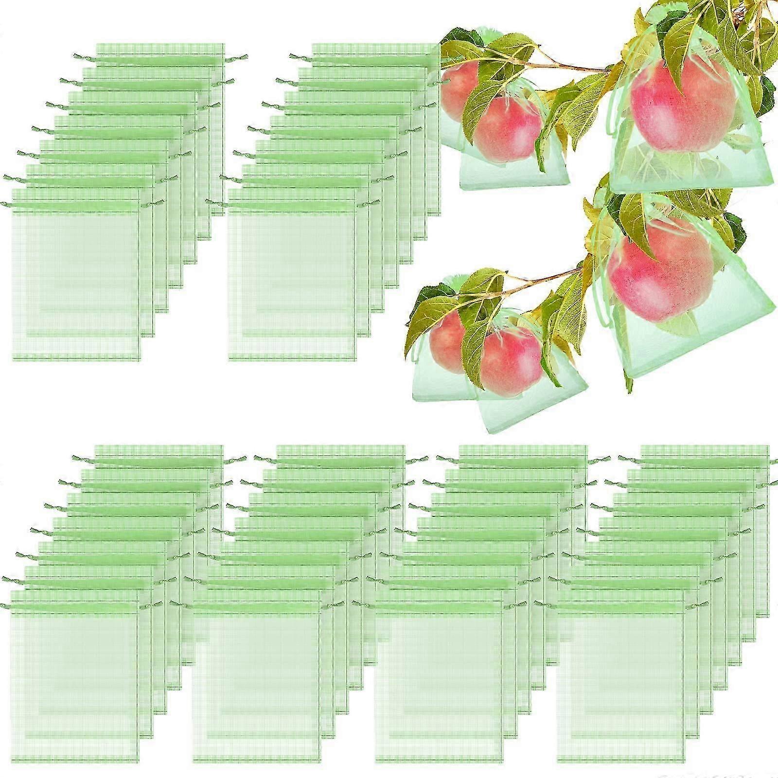 100 Pcs Fruit Protection Bags Fruit Netting Bags For Fruit Trees Fruit Cover Mesh Bag With Drawstring Netting Barrier Bags For Plant Fruit Flower