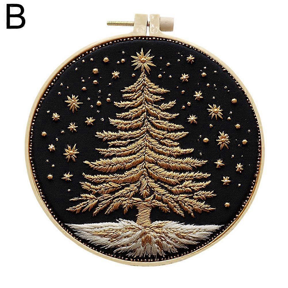 Complete Christmas Embroidery Kit for Beginners with Frame Tools and Premium Threads