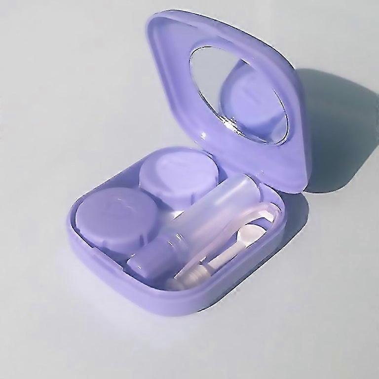 For 5pcsset Mini Square Plastic Contact Lens Case With Mirrorblue