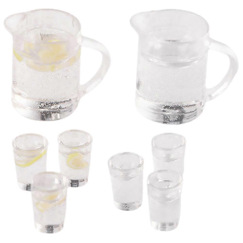 Transparent Mini House Accessories Mini Water Pitcher Cup Set for Decor Use 2Sets