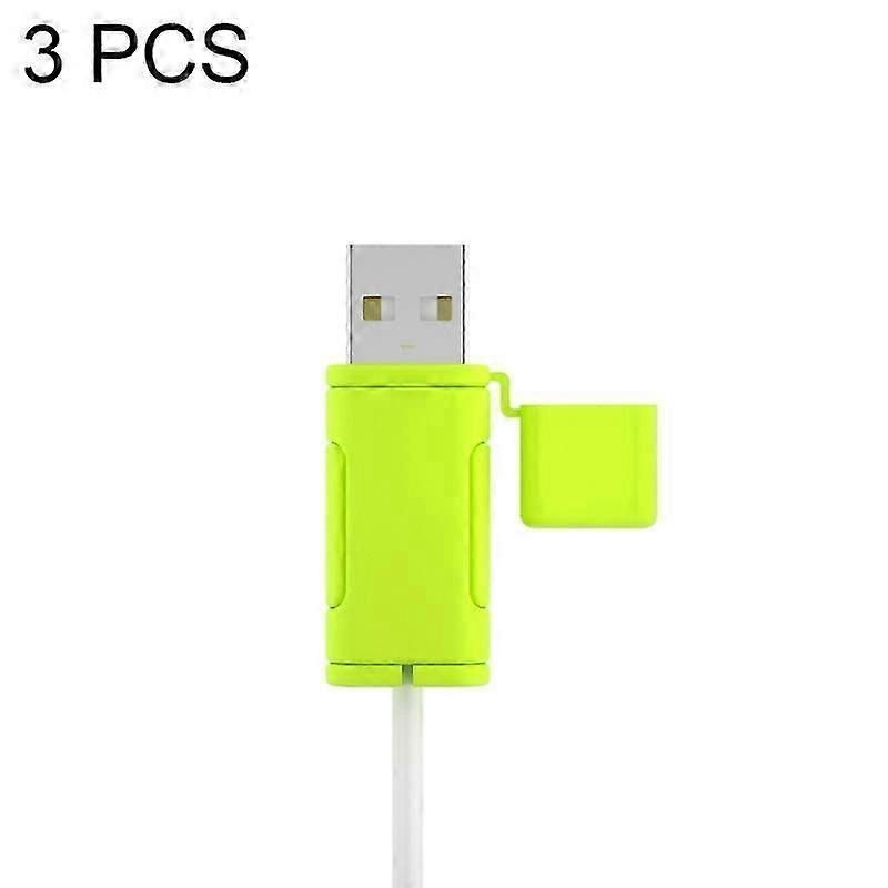 3 PCS Soft Washable Data Cable Silicone Case For Apple, Spec: USB (Mustard Green)
