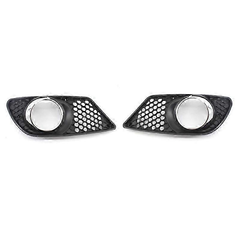 1 Pair Car Front Bumper Fog Light Grille Fog Lamp Grill Cover with Chrome Frame for C-Class W204 200