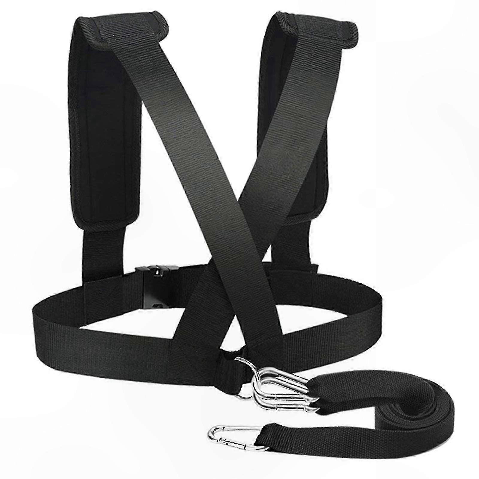 Adjustable Fitness Sled Harness with Padded Straps for Resistance Training and Workout Tire Pulling Exercises
