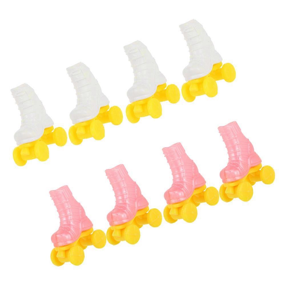 Mini Plastic Doll Roller Skates for Playing Use 4Pairs Assorted Colors