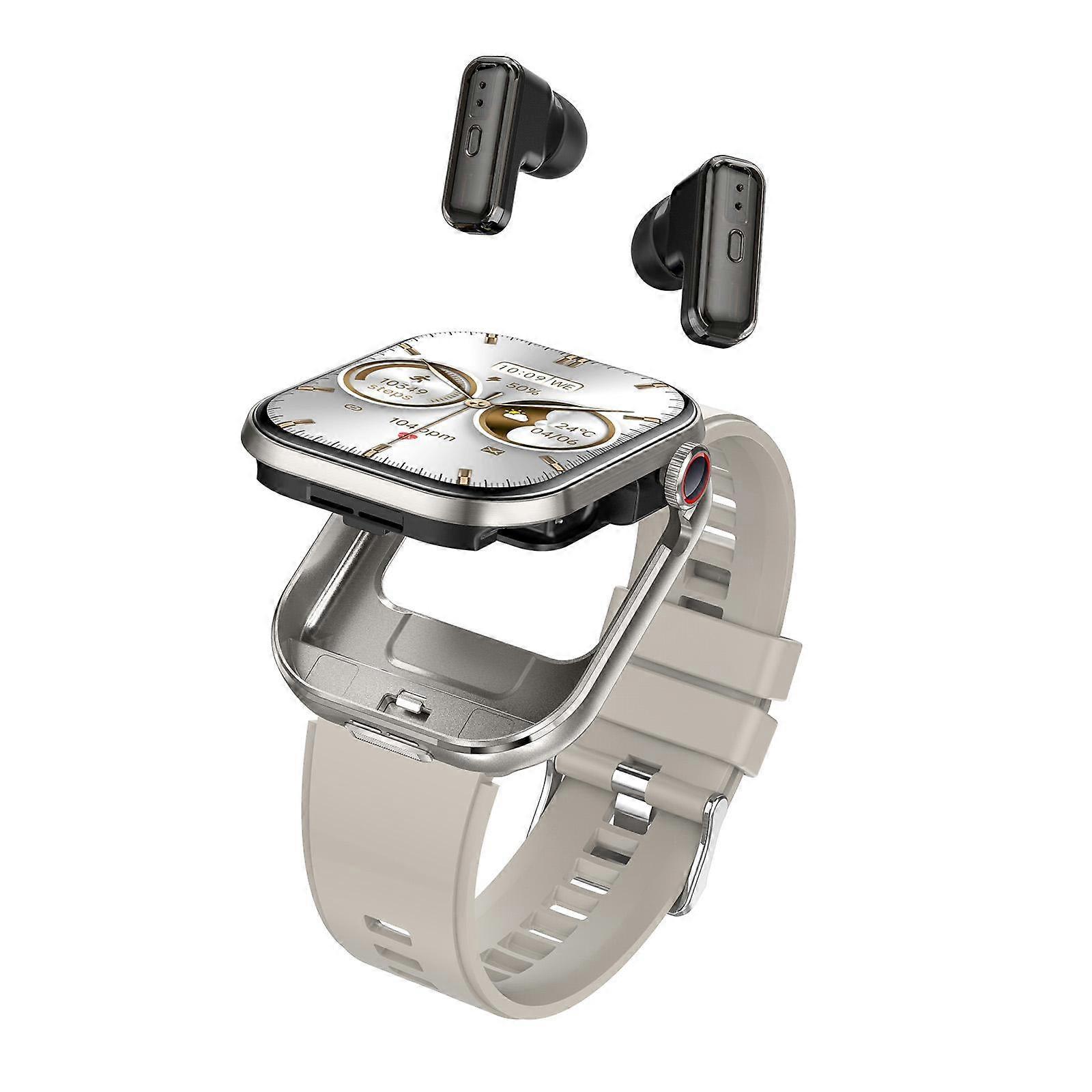 T99 2.02 inch Square Screen 2 in 1 Bluetooth Earphone IP67 Waterproof Smart Watch, Supports Blood Oxygen Monitoring