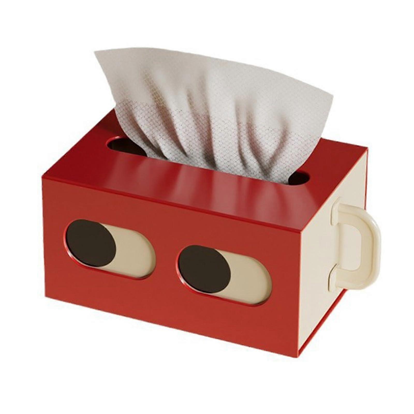 Tissue Container Unique Look Red Sturdy Storage Box For Car Interior Home Office Desk Decor And Organization