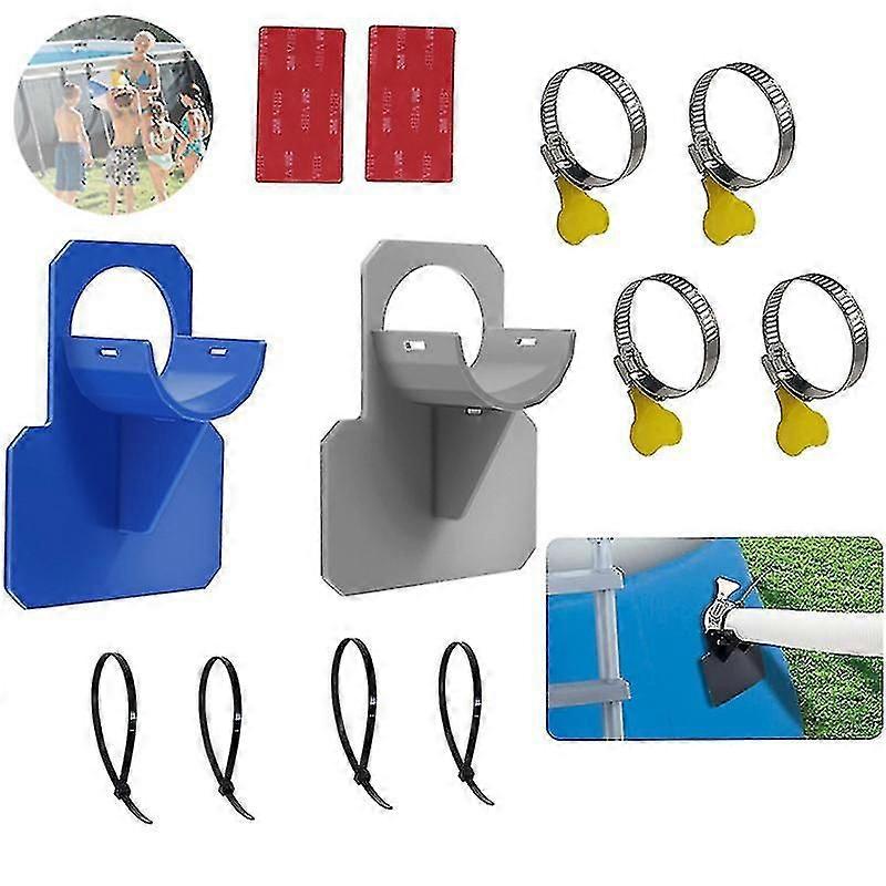 2 件游泳池管架，泳池软管支架游泳池带胶带和扎带钢环，软管扭结