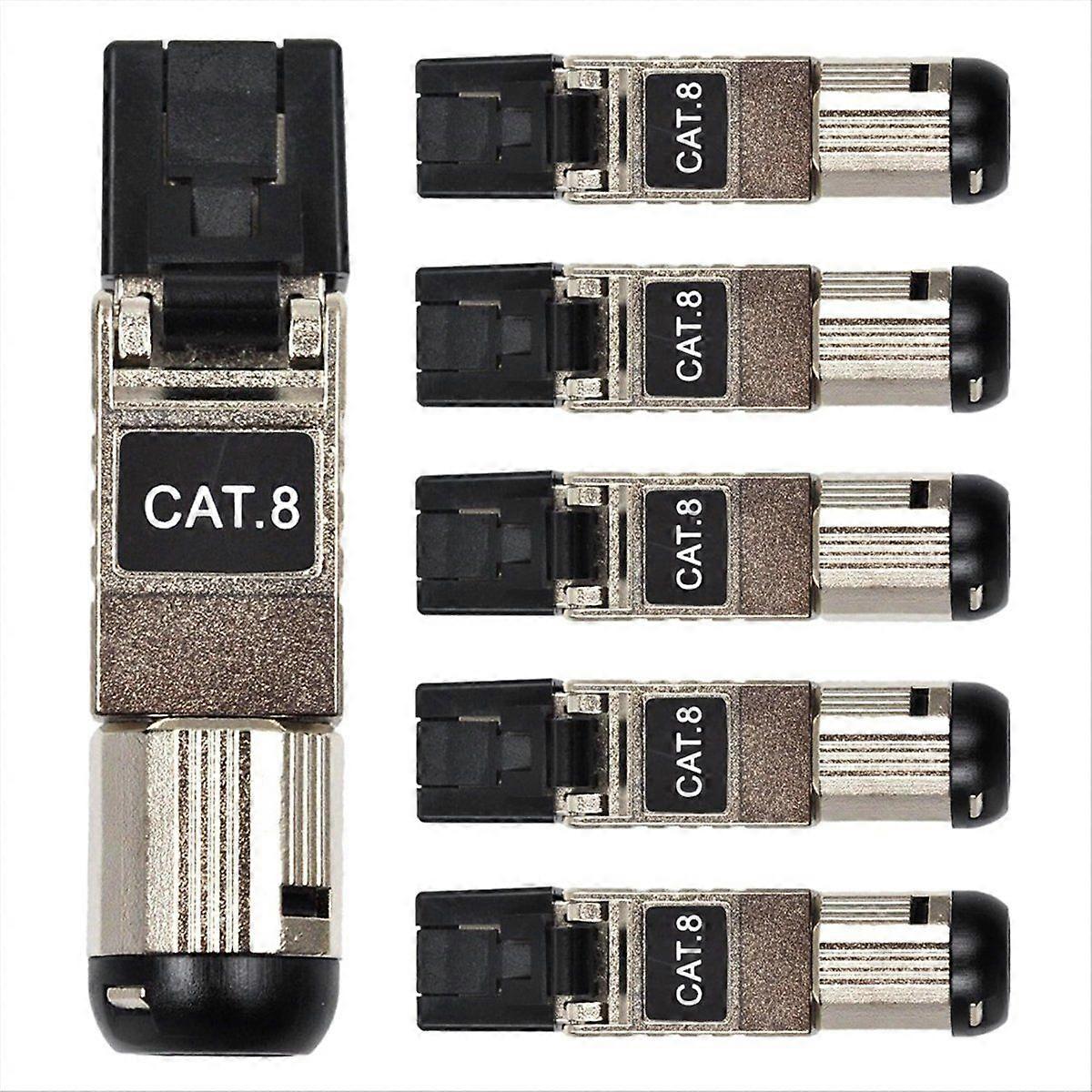 RJ45 Connectors Tool Free Cat8, Cat8 Field Termination Plug Shielded Modular Plugs for 2000MHz 2GHz