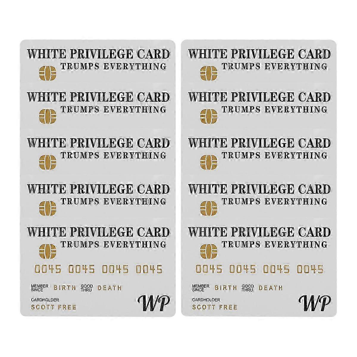 10 PCS White Privilege Card Trumps Everything Credit Card Sets