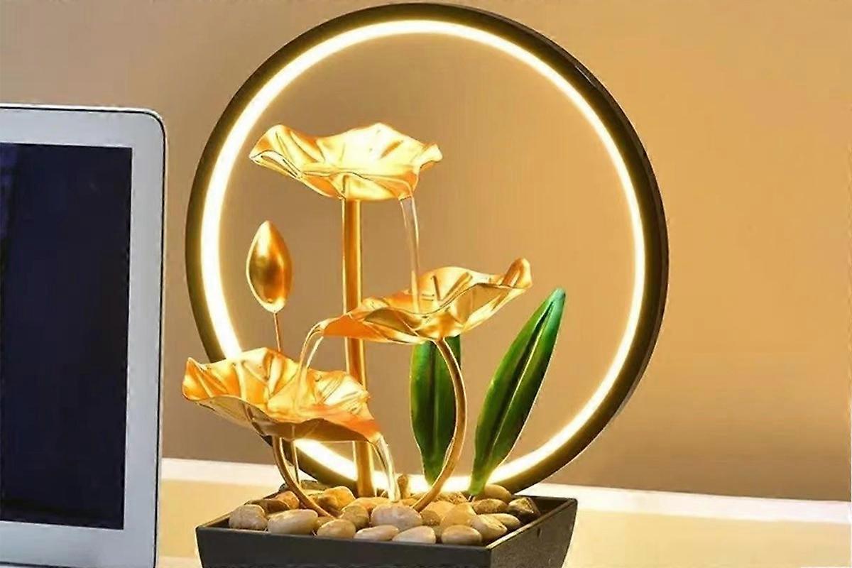 Desk Fountain Night Light USB Powered Lamp for Bedroom Office Tabletop