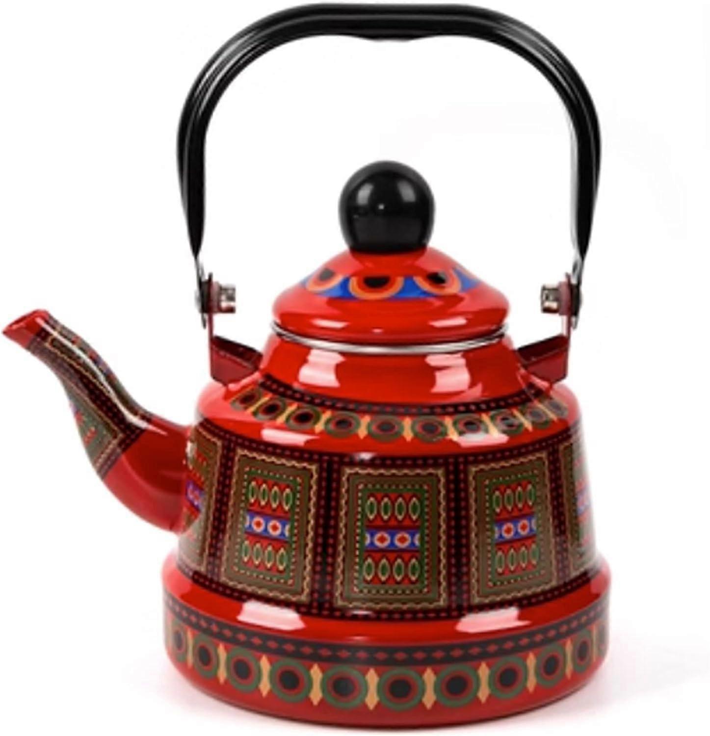 Tea Kettle Porcelain Enameled Teapot Chinese Style Large Capacity 1.1L/1.7L/2.5L Induction Compatible With Handle