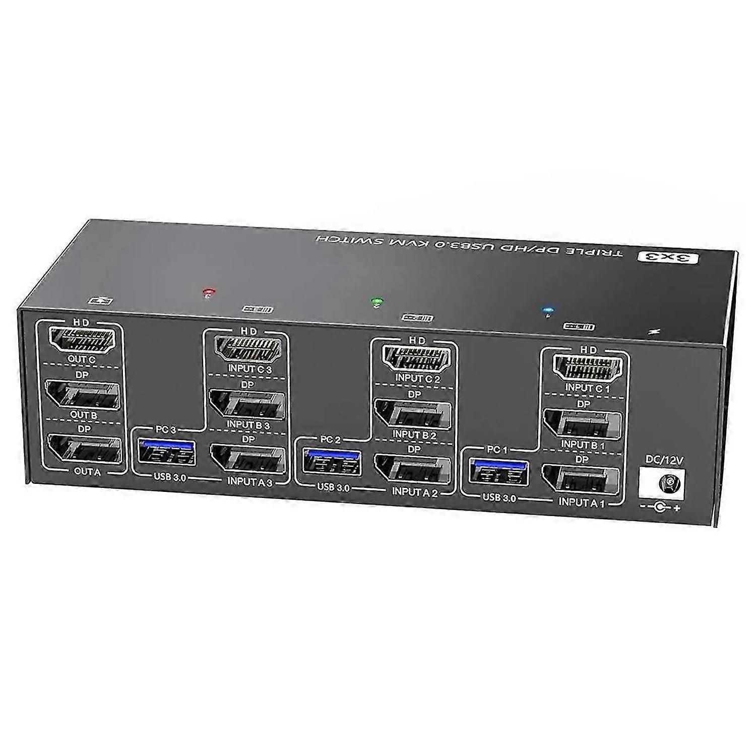 8K@60Hz 4K@144Hz Triple Monitor KVM with 4 USB 3.0 Ports EU plug KVM Switch