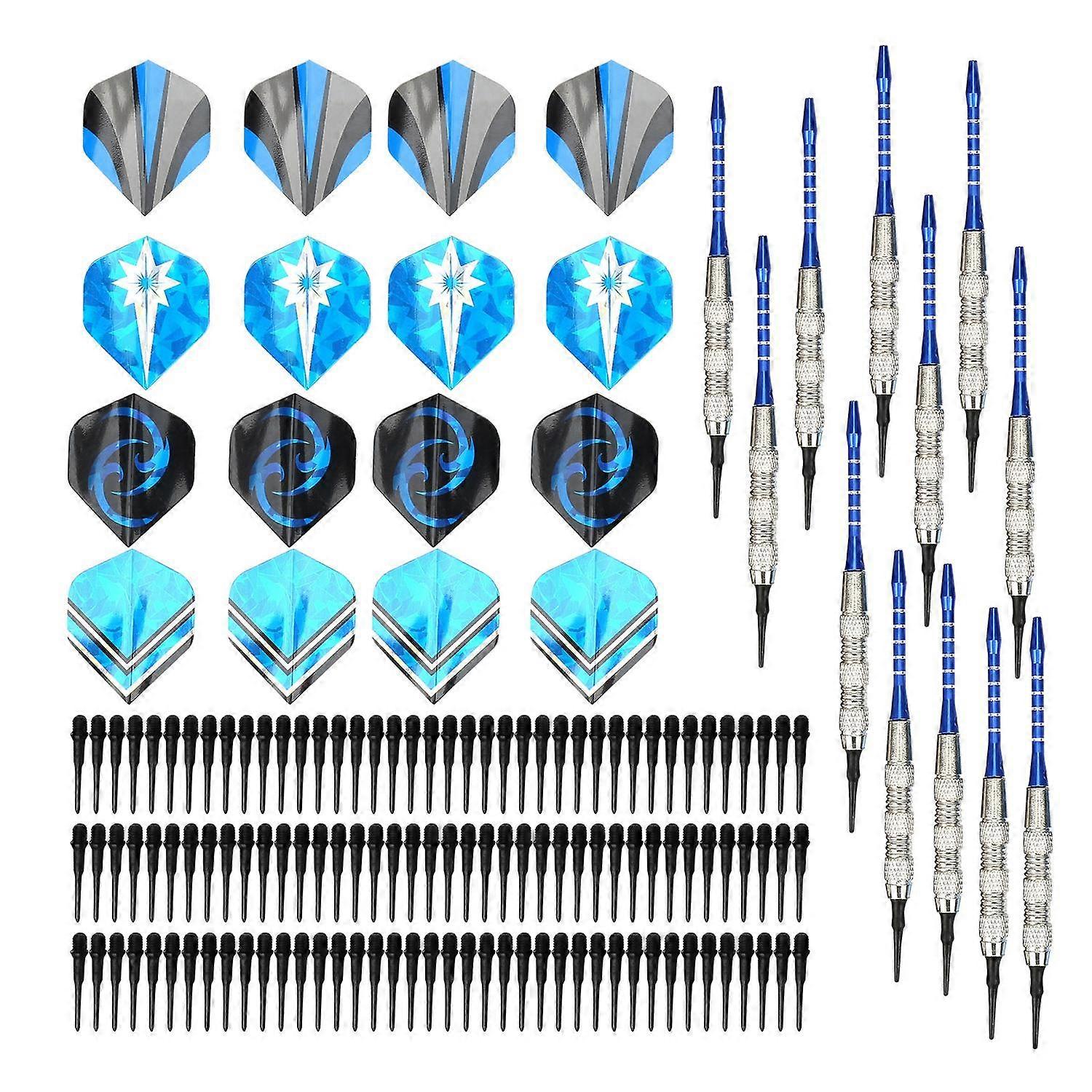 12Pcs Safety Soft Dart Set Aluminium Alloy Dart Rod Plastic Dart Tip Sport Equipments