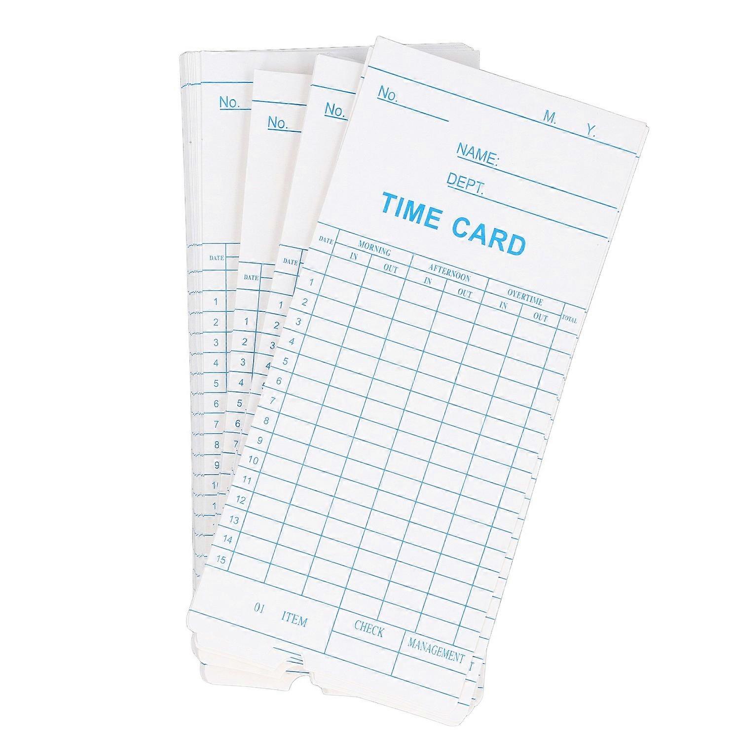 100 Pcs Time Card 7.09x3.27in Dual Sided Microcomputer Attendance Machine Card Employee Time Sheet f