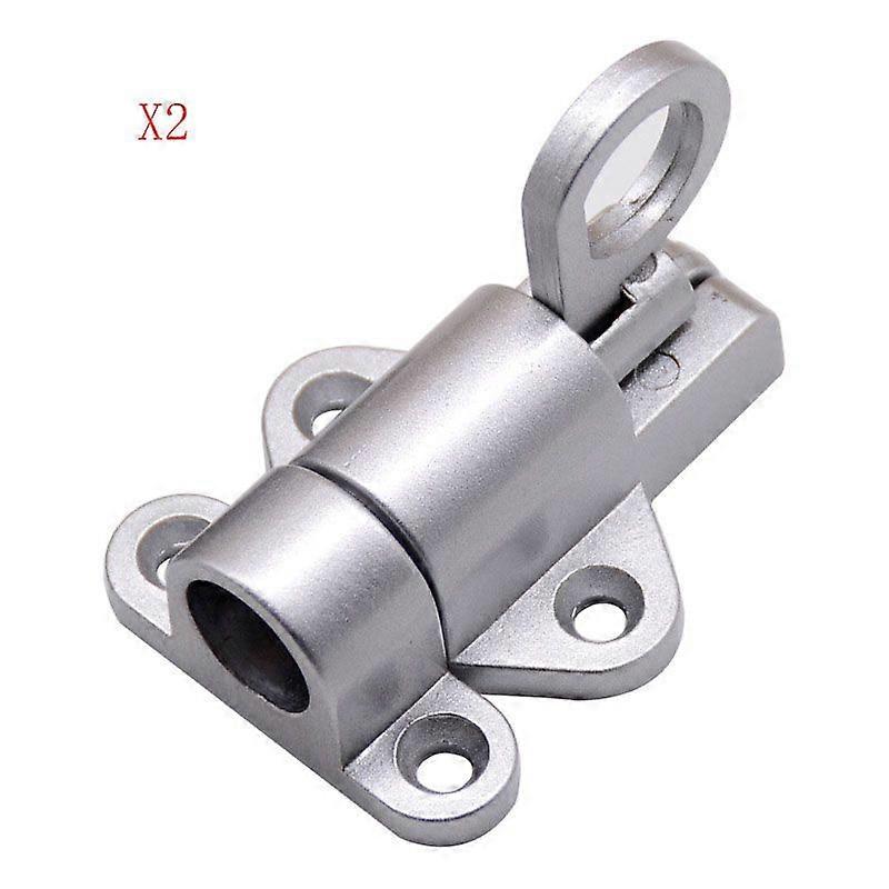 2 Pieces Spring Loaded Sliding Gate Lock Sliding Gate Sliding Garage Door Lock, with Screws for All Types of Interior Door Lock (Silver)