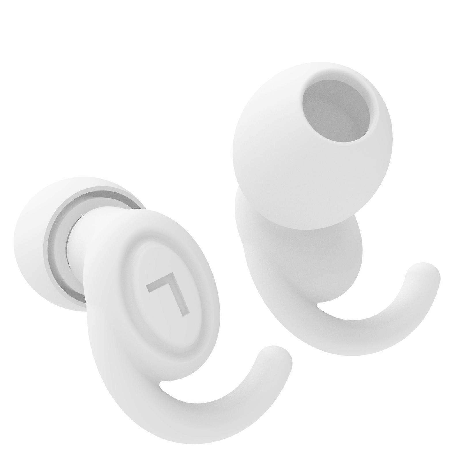 Reusable Ergonomic Comfortable Noise Reduction Earplugs in Soft Silicone Suitable for Peaceful Sleep & Quiet Environment  White