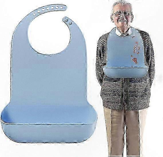 Silicone Mealtime Bib with Crumb Catcher, Waterproof and Reusable for Adults, Adjustable Durable Design for Easy Cleaning