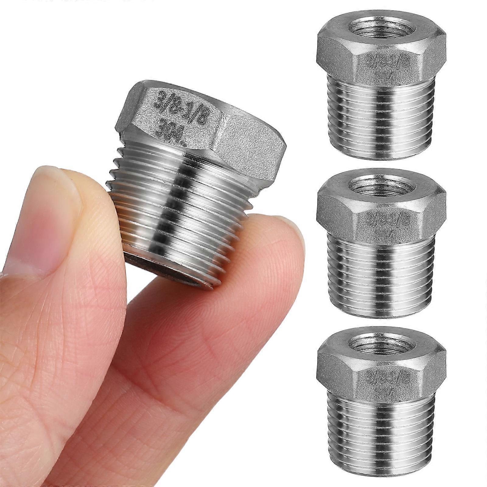 Faucet Hose Connector Stainless Steel Threaded Adapter 4Pcs