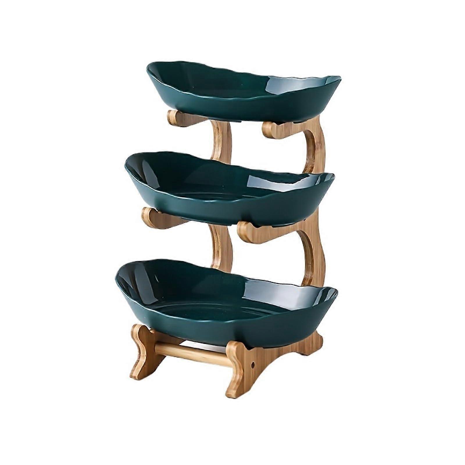 MultiLevel Fruit Stand 23 Layer Plastic Snack Dish Green Large Dried Fruit Basket