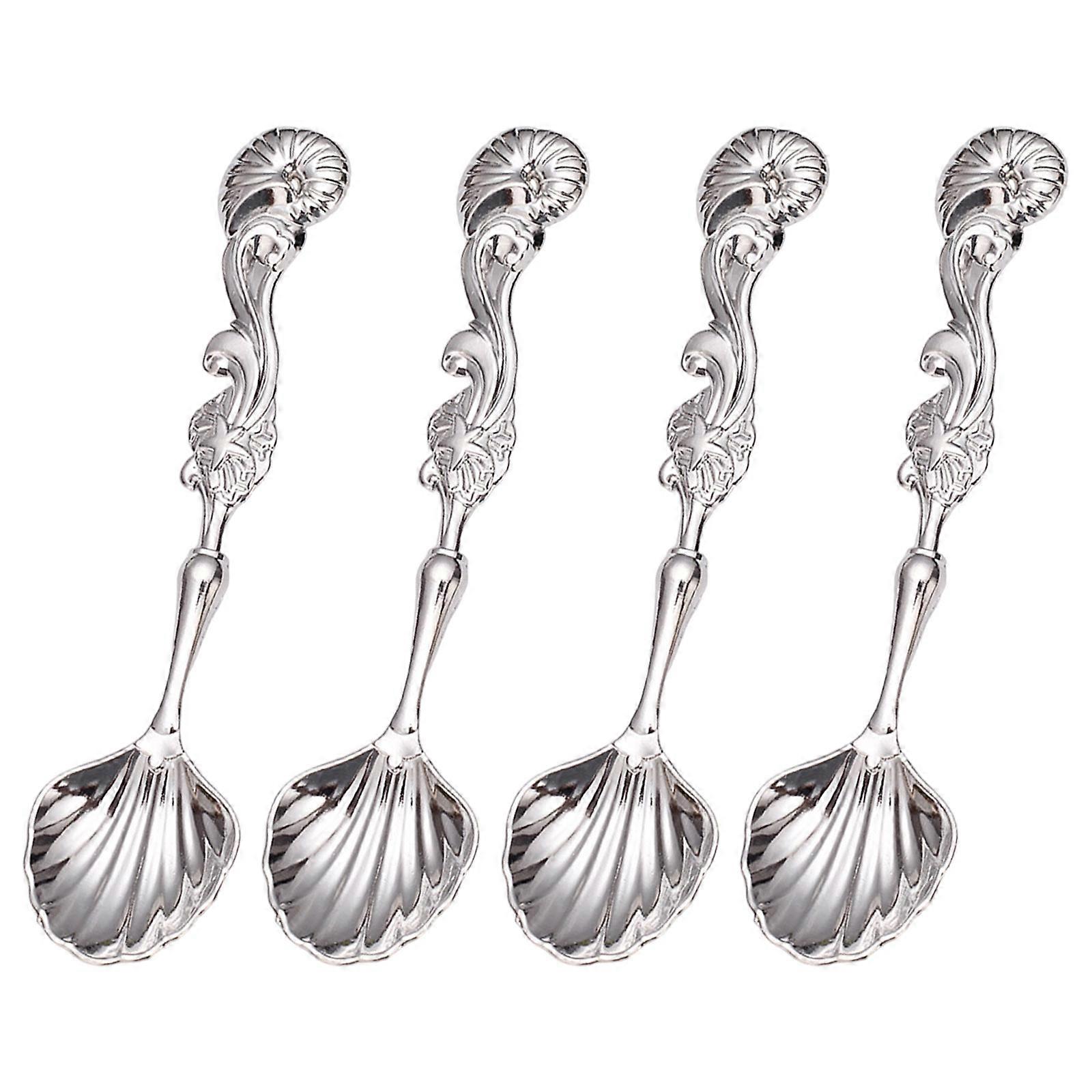 Baking Spoon Set Of 4 Coffee Dessert Multi Purpose Tool For Party Accessories  Silver