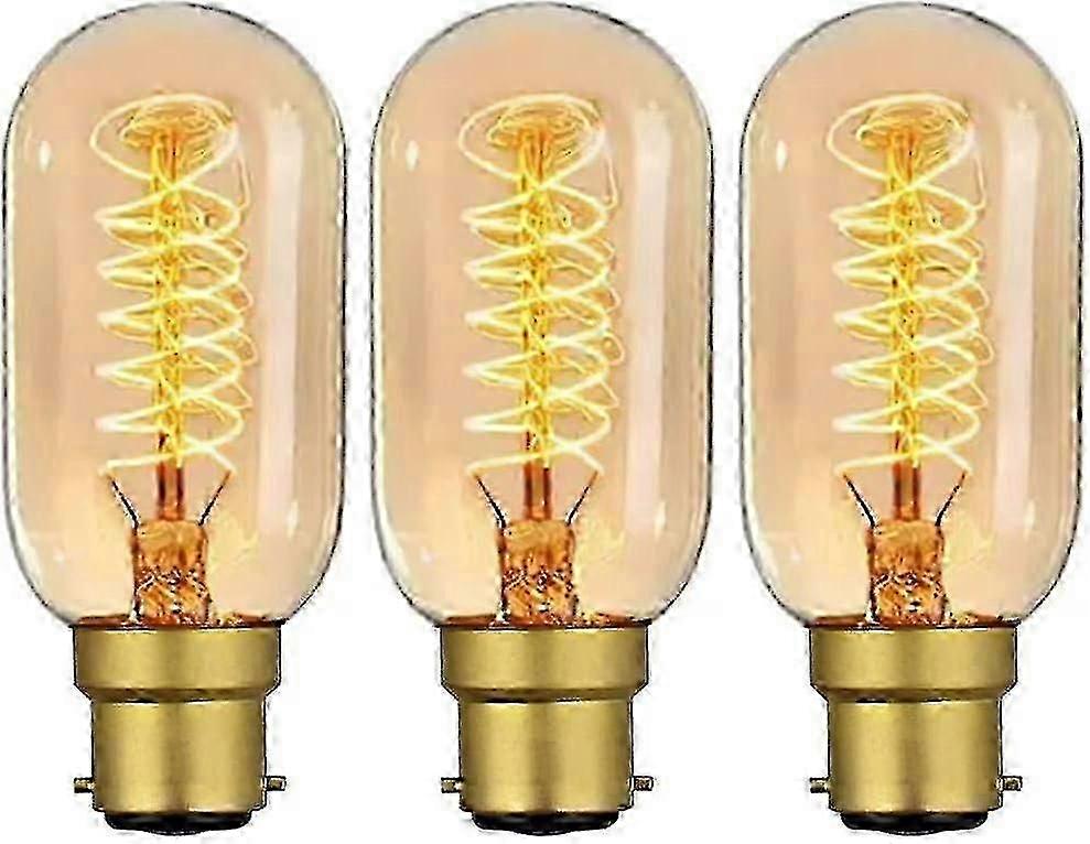 Lâmpadas vintage Edison B22 de 40W com encaixe de baioneta e dimerizáveis, lâmpada vintage de filamento BC B22 com luz branca quente, lâmpada retrô antiga T45