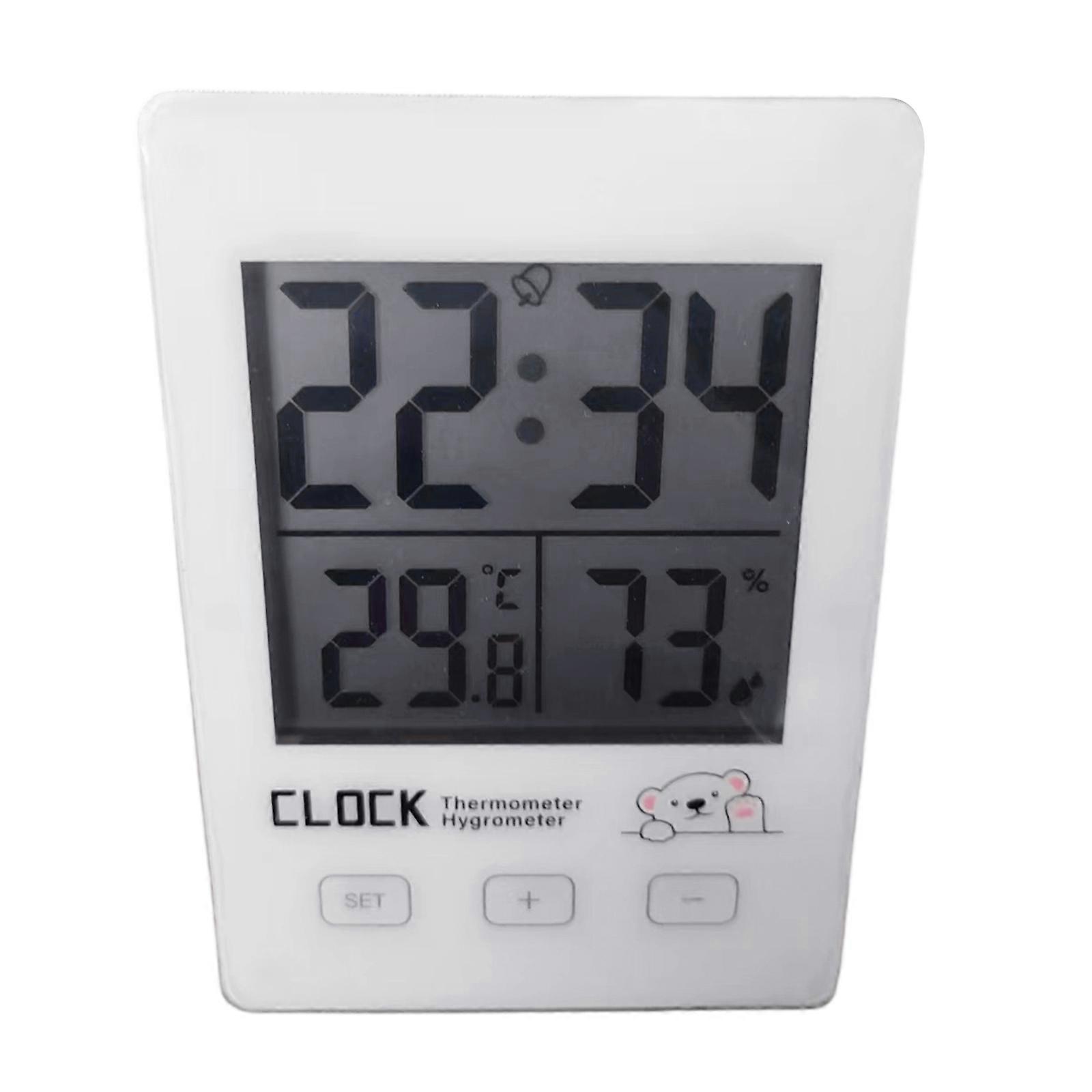 Thermometers Hygrometer with Clock Desktop Digital Temperature Humidity Measurement Meter Gauge for Office Home Indoor Multicolor