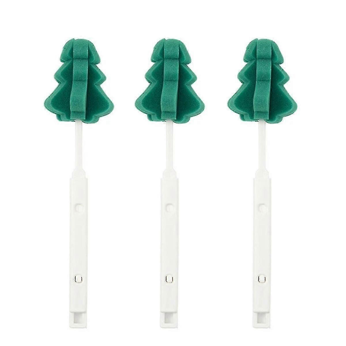 3 st julgransformad infällbar koppborste svamp långskaft teleskopisk vinglas kaffe te G