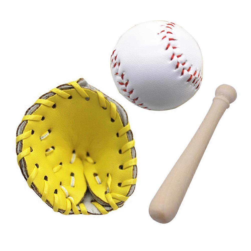 Mini Baseball Toy Dollhouse Baseball Bat Gloves Set for Decor 1Set