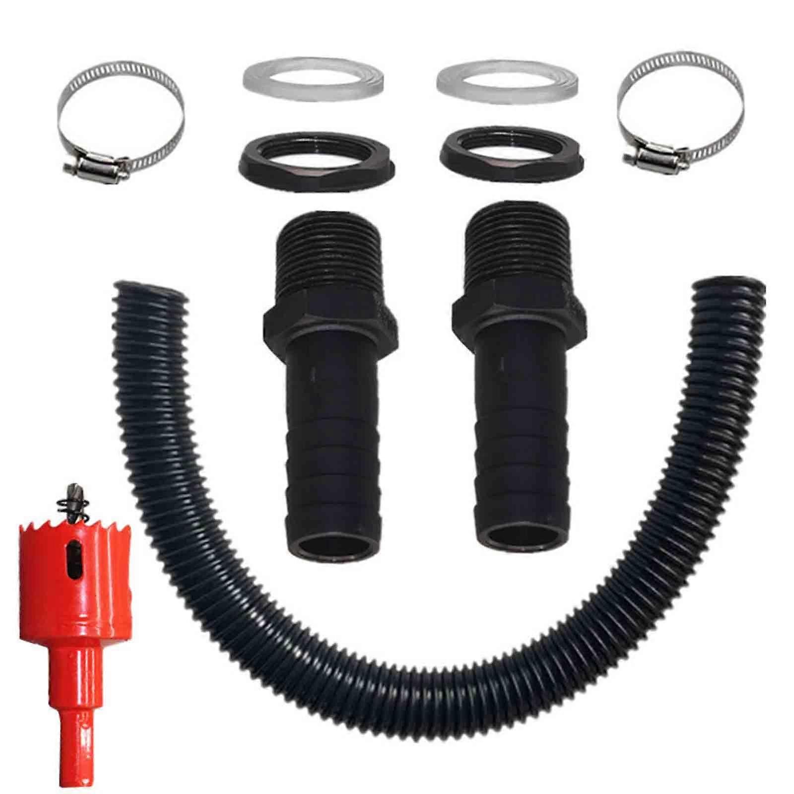 Rain Collection Connector Set 1 Inch Attachments with 100cm Hose Water Conservation Connector for Water Tanks & Barrels Multicolor
