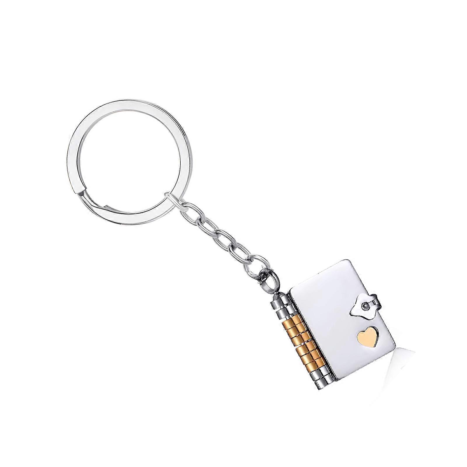 Book Shaped Key Ring Stainless Steel Jewelry Piece For Couples Secure Lock Lightweight Everyday Carry  Golden