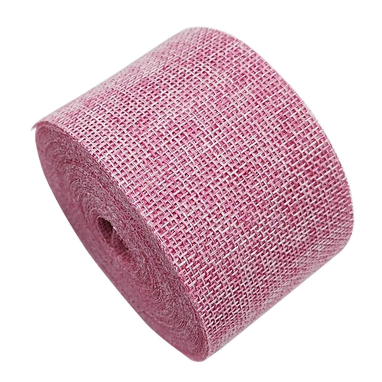Shulemin 1 Roll DIY Ribbon Decor Exquisite Bright-colored Imitation Linen Wrinkle-resistant Multi-use Ribbon,Pink Red